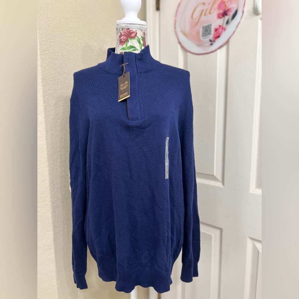 Tasso Elba Men's Deep Blue Zip-Up Sweater